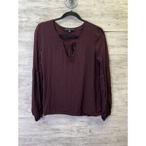 Sanctuary Top XS Womens Burgundy Long Sleeve V Neck Pullover‎ Blouse